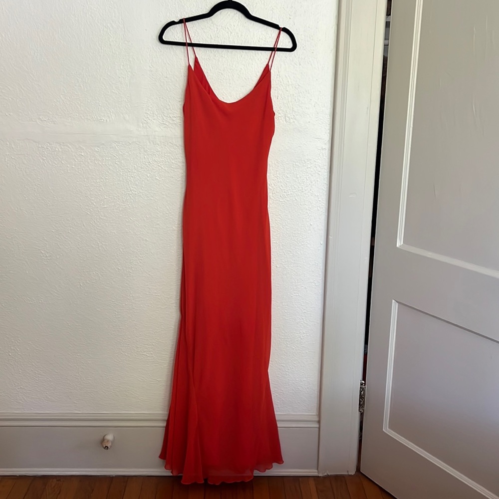 Spaghetti strap orange gown. NWT